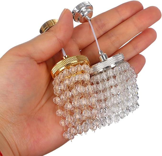 LUOZZY Dollhouse Lights Battery Operated Crystal Miniature Chandelier Led Lighting 1 12 Scale (Silver)