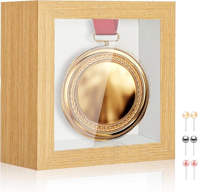 3x3 Small Square Shadow Box Picture Frame Display Case with Soft Linen Back,Small Mini Tiny Brown Deep Shadow Memory Box Frame 3x3 for Nsect Specimen Baby Wedding Pet Graduation Souvenir