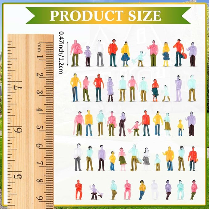 Namalu 100 Pcs Mini People Figurines 1: 150 Scale Architectural Painted Tiny Model Sitting and Standing Plastic People Assorted Poses Model Trains for Miniature Scenes