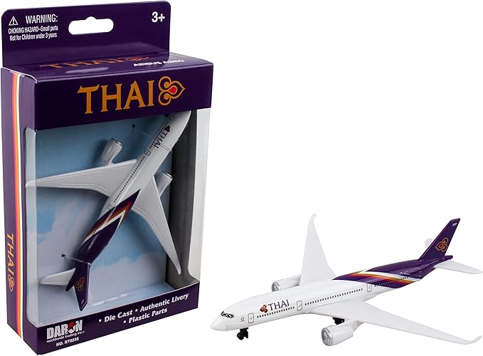 Daron Toy Airplane – Thai Airways Single Plane – Die-Cast Metal Model Airplane Toy with Plastic Parts & Authentic Livery for Kids Ages 3+