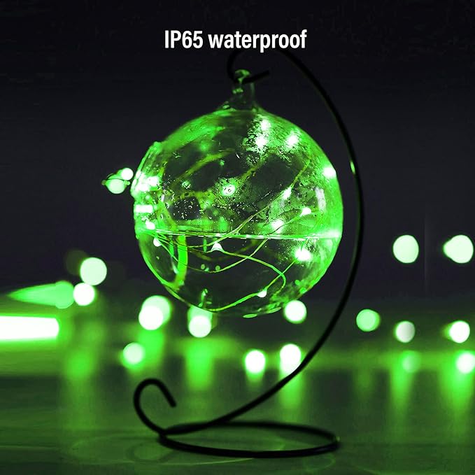 Ariceleo Mini St. Patrick's Day Fairy Lights Battery Operate, 2 Pack Copper Wire 3*AAA Battery Powered Led Starry Fairy String Lights for Bedroom, Christmas, Party, Wedding, Decoration(5m/16ft Green)