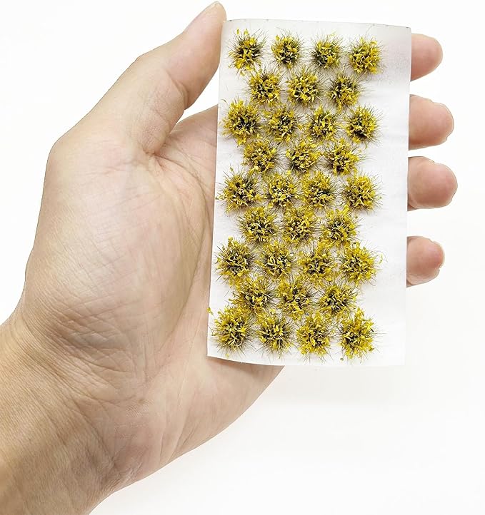 Woohome Static Grass Tufts Flower Cluster Vegetation Groups Miniature Flower Clusters for Terrain Railway Scenery Table Landscape, Yellow