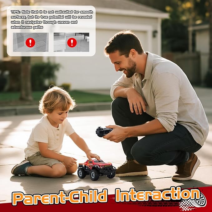 Remote Control Cool Off-Road Vehicle Truck, 2.4GHz RC Car with LED Lights, 1:20 Scale Off-Road Vehicle, Red RC Truck,Remote Control car from a Long Distance,Gifts for Children (RED)