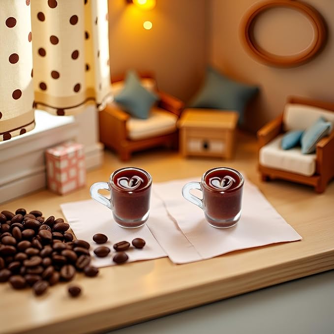 2 Pcs Miniature Coffee Cups Model Dollhouse Ornament Dollhouse Decoration Mini Decor Doll House Accessories Miniature Dollhouse Accessories (Random Pattern)