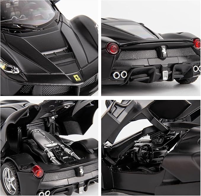 BDTCTK 1:32 Farrari Car Model Pull Back Car with Sound and Light for Kids Boy Girl, Metal Body Door Opened Black