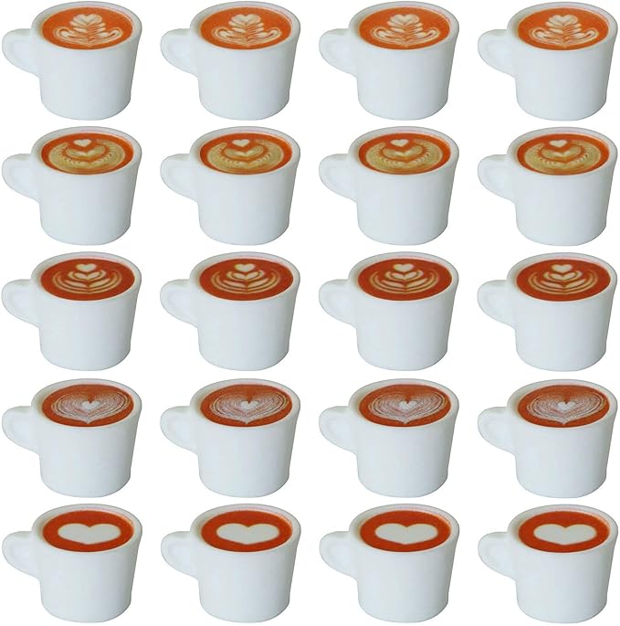 XGNG 30PCS Resin Coffee Latte Art Cup Miniature Dollhouse Accessories Lovely Tableware Desktop Decorations Accessories Crafts Fake Drink Food