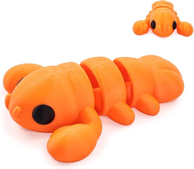 5.5 inches 3D Printed Lobster Figurines, Animal Figurines, Articulated Fidget Toys, Desk Decoration, Party Favor, Birthday Gifts, Office Display, Collectible Animals for Boys and Girls