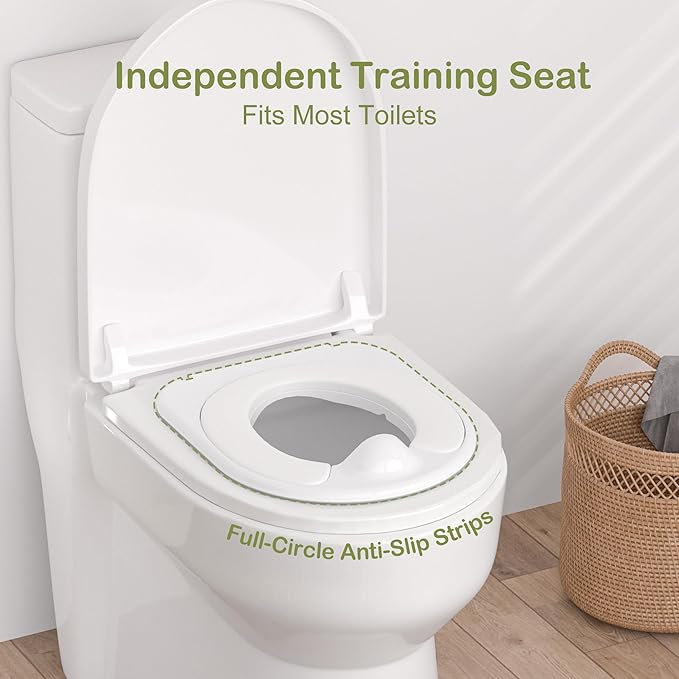 CheerTry 2-in-1 Toddler Potty Training Toilet - Larger Potty Chair & Detachable Training Seat for Boys & Girls Ages 1-3 with Flushing Sound, Wipes Storage, Toilet Paper Holder - Green