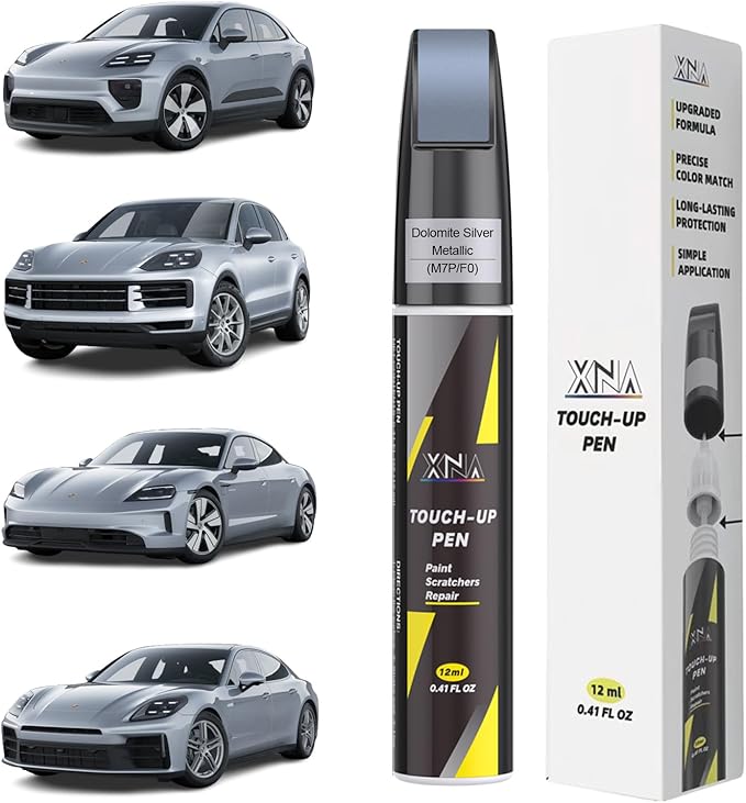 XNA Dolomite Silver Metallic(M7P/F0) for Porsche Touch Up Paint, Car Scratch Remover for Nicks and Chips Repair, 2-In-1 Quick & Easy Fix Car Scratch Repair Kit with Exact Color-Matched