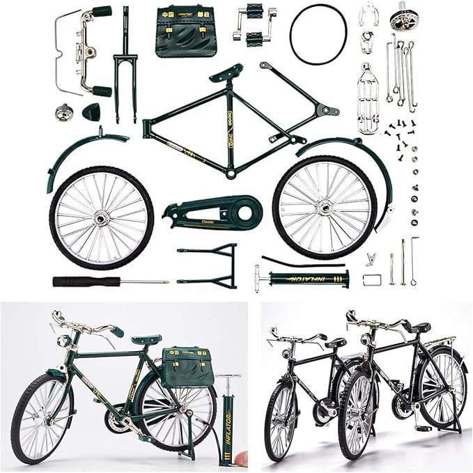 YTCPMHEA DIY Retro Bicycle Model, Metal Alloy, 51 Accessories, Unisex, Non-Riding Toy Vehicle, 11 x 7 x 5.5 in