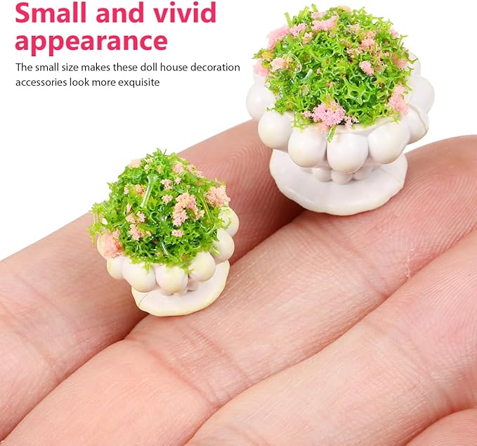 NUOBESTY 13 Pcs Mini Potted Flowers Plants Miniature Dollhouse Plant Models Artificial Tiny Greenery Decorations for Micro Landscape, Bonsai Ornament, Dollhouse Accessories (Random Color)
