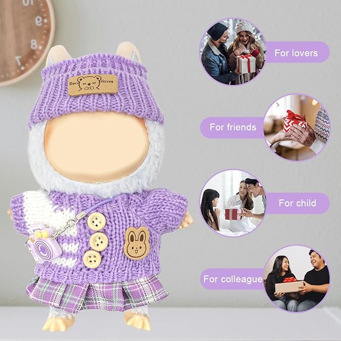 Clothes for Lububu 17cm Dolls(NO Doll) for Lububu Doll Outfits with Accessories Suit for Lububu Cute Stylish Dress Up Set