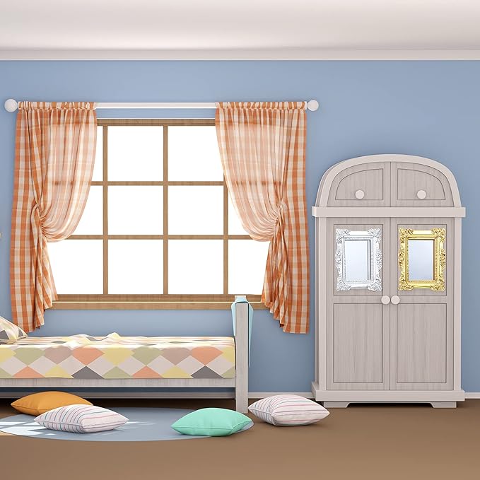 5 Pieces Miniature Dollhouse Mirror European Frame Mirror Dollhouse Victorian Baroque Wall Decor Miniature Bedroom Mini Furniture Accessory for 1/12 Dollhouse Decor, Gold and Silver