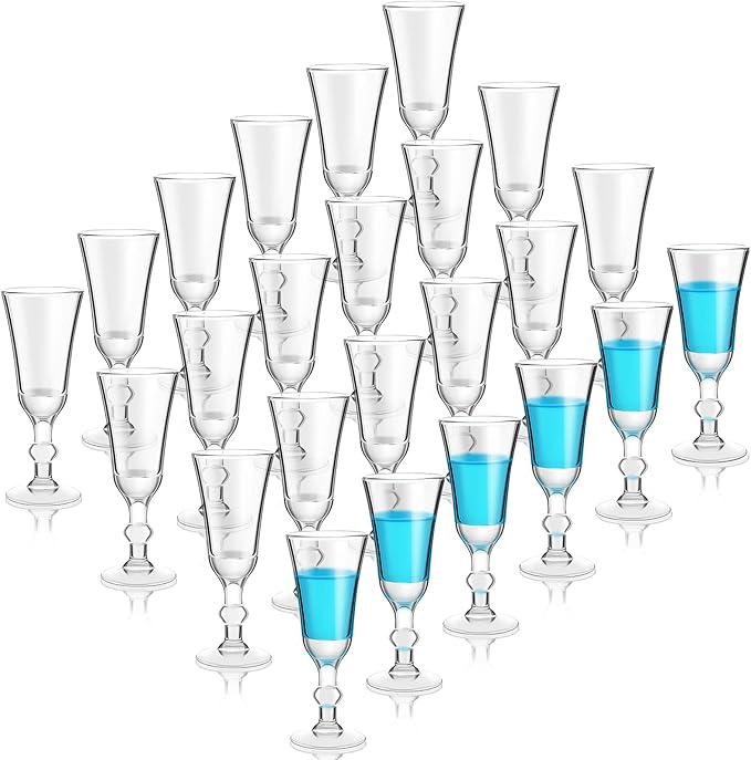 Meanplan Shot Glasses with Stem 1 Oz Cordial Mini Wine Cups Limoncello Port Glasses Clear Heavy Base Fancy Shot Small Goblet Cups for Vodka, Cocktail, Liquor for Kitchen Dining(24 Pcs)
