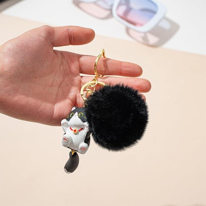 Jekvill Cat Keychain bag charms for handbags Cute Keychains for Women Kawaii Cat Backpacks Accessories cat plush keychain