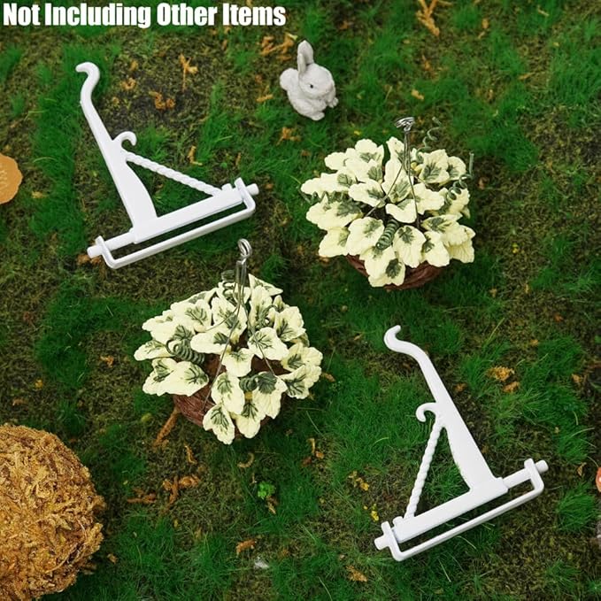 Odoria 1/12 Miniature Hanging Plants and Hook Hanger 2Pcs Mini Tiny Potted Plant Miniatures Dollhouse Decoration Accessories Doll House Accessory, Light Green