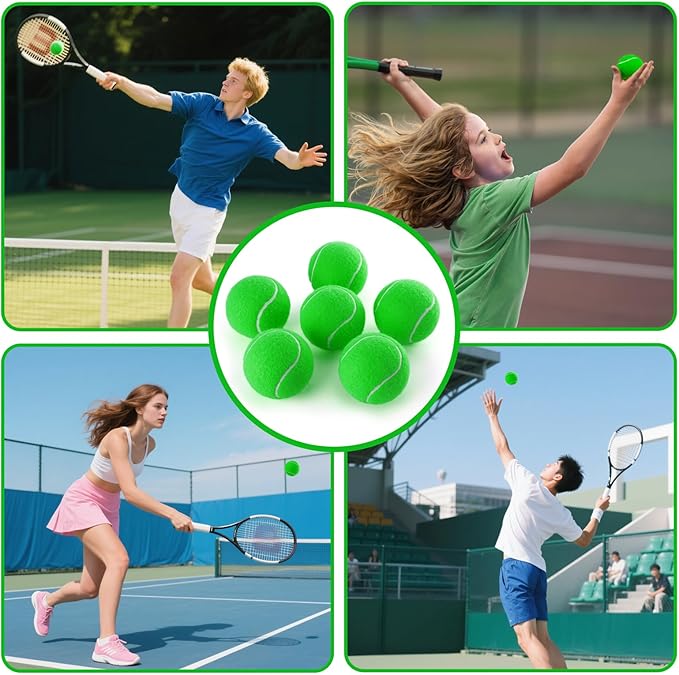 PHOEPET 6-Pack Tennis Balls for Beginner Training Practice- Bulk Dog Balls for Fetch Chew Toys(Green)
