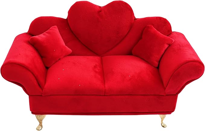 CONCISE 1/6 & 1/12 Scale Miniature Velvet Sofa w/Hidden Jewelry Box for Women 14+ Collectors Ring Earring Necklace Bracelet Trinket Storage - Pink Decor for Display & Dressing Tables