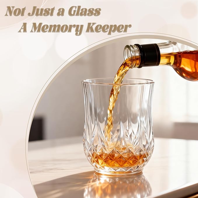 LEYIQU Stemless Wine Glasses, Plastic Reusable Cups Vintage Drinking Glasses Tumblers, Valentine’s Day Gifts for Couples, for Whisky, Beer, Juice, Beverages, Cocktai (24, 12oz-Transparent)