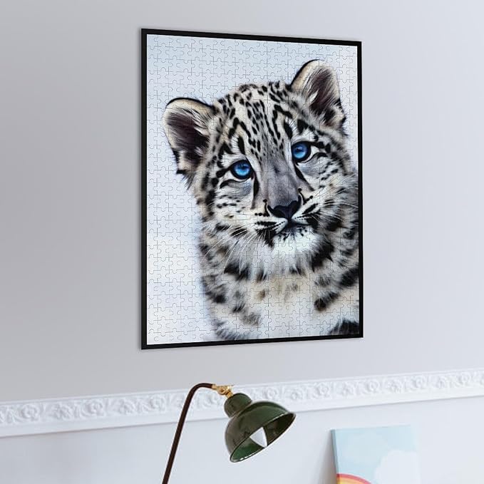 Jigsaw Puzzles for Adults 500 Piece - Cute Snow Leopard Wooden Puzzle,Funny Puzzles，Unique Gifts for Wall Art，Family Puzzle，Educational Games，Challenge Puzzles