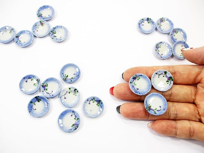 10x20mm Orchid Flower Paint Plate Dish Dollhouse Miniature Ceramic 12818
