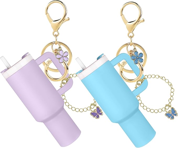 ERTUNA Mini Tumbler Keychain Accessories for Stanley Cup, 2 Way Cute Charms Chapstick Lip Balm Holder for Women Purse Handbag