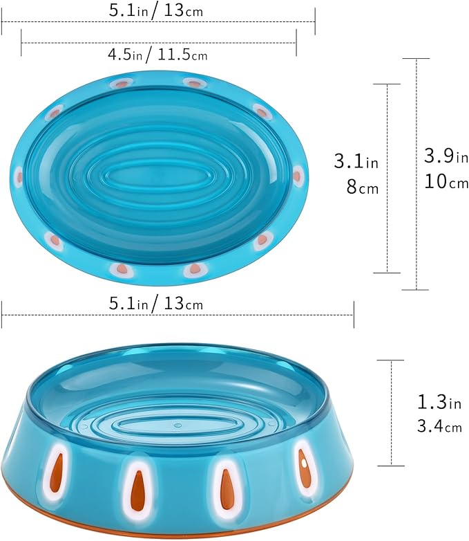 BQTBMU Soap Dish Set of 2, Cute & Modern Plastic Bar Soap Holder, 2-Pack Decorative Soap Tray with Internal Draining Ridges to Keep Soap Dry, for Bathroom Sink, Kitchen Sink (Ocean Blue/White/Orange)