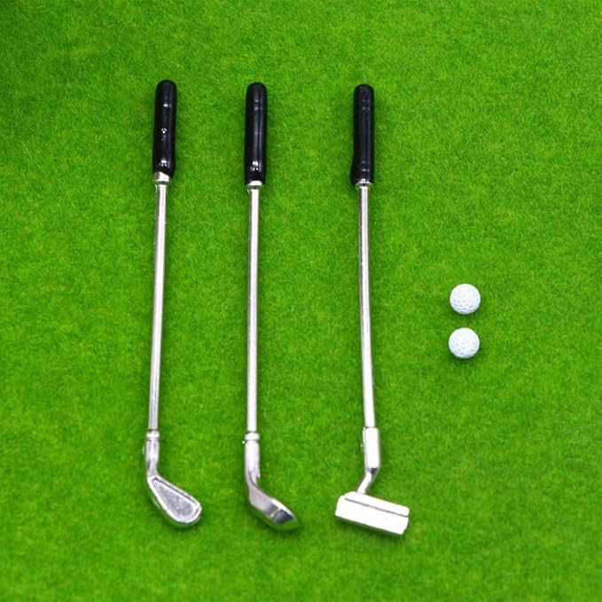 hzzsbu Miniature Dollhouse Mini Golf Club Grassland Model Set Simulation Golf Set Miniature Scene Prop Model Dollhouse Decoration Accessories