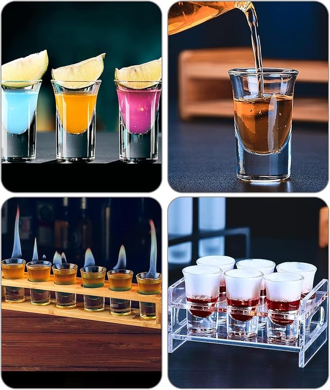 Goldmeet Mini Shot Glass Set, 0.5oz/15ml 6pcs Clear Bullet Cups with Heavy Base, Cute Whiskey Glasses Set Small Glass Cups, Perfect for Party, Bar, Club, Cocktail Favor Housewarming Gift