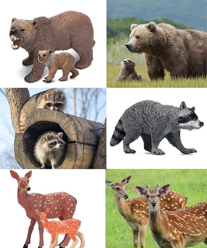 Forest Animals Figurines Toys, 10PCS Realistic Plastic Wild Woodland Animals Figures Playset, Cake Toppers Birthday Gift for Kids Children Toddlers