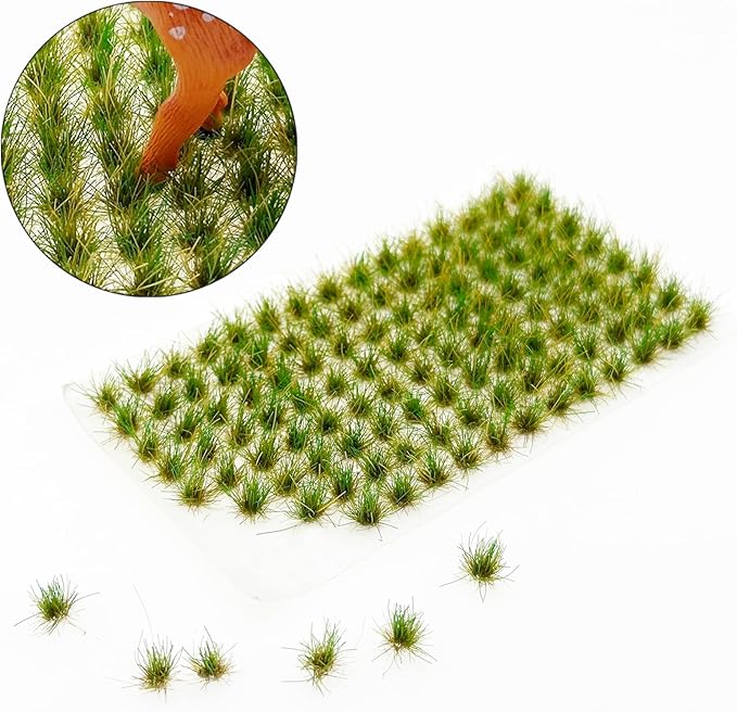 Woohome 120 PCS Bushy Tufts Static Grass Tuft Model Grass Tuft for DIY Miniature Train Landscape Terrain Railway Scenery Decorations, Green