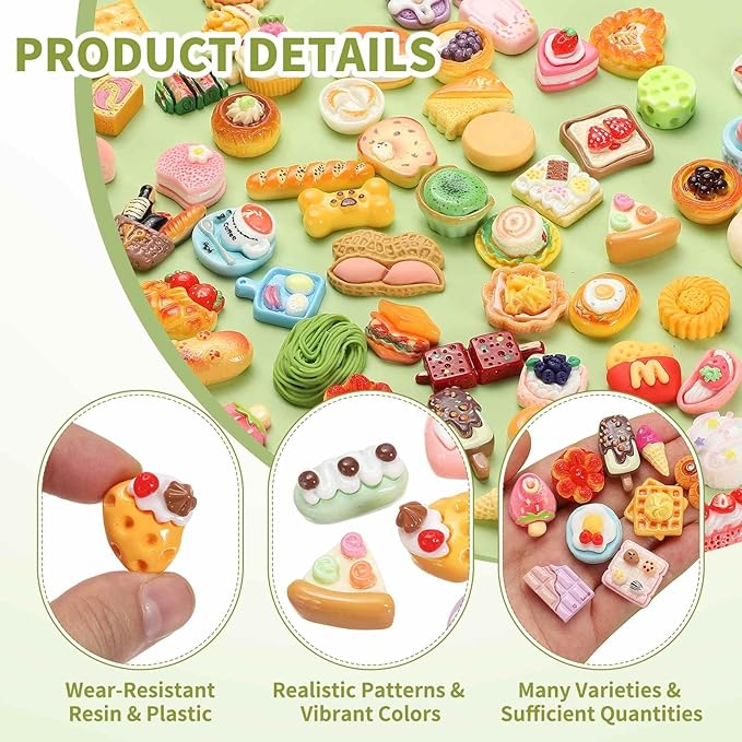 Dollhouse Miniature Food, Cute Mixed Fruit Cake Figures Toys Mini Resin Foods Trinkets for Pretend Play Kitchen Cooking Game & Doll House Decor (Mixing Colors, 20pcs)