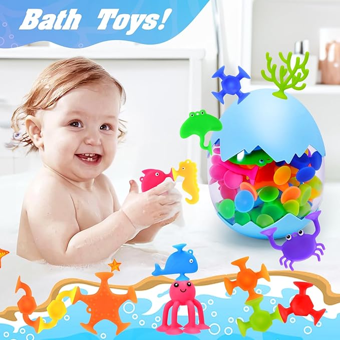 Bath Toys - 27 PCS Suction Cup Toys Bathtub Toy Shower Toy for Kids Ages 4-8,Sensory Toys for 3 4 5 6 7 Year Old Boys Girls,Mold Free Bath Toy Travel Toy Easter Gifts