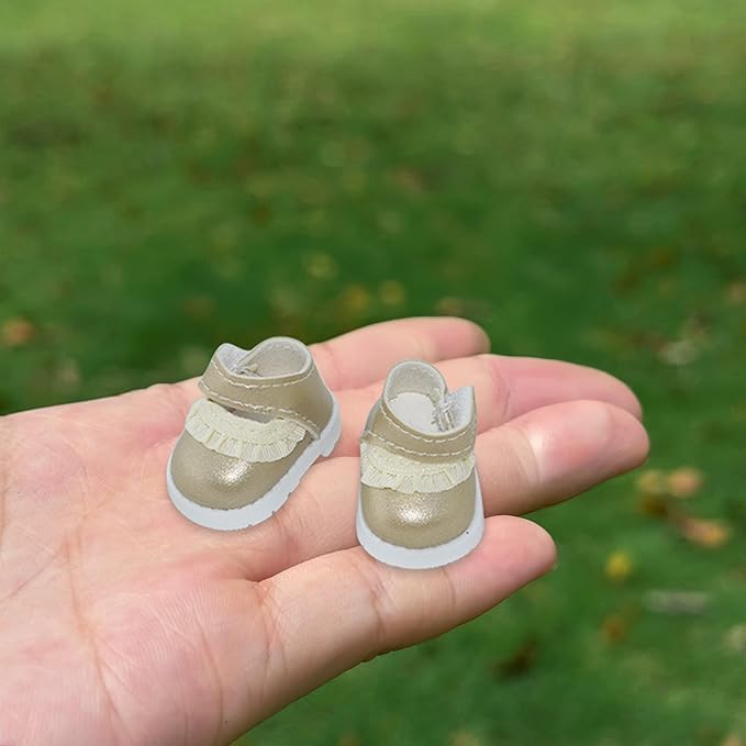 Compatible with Labubu Doll Shoes for 17cm Doll,Shoes Used for Labubu Accessories (HB-Gold)