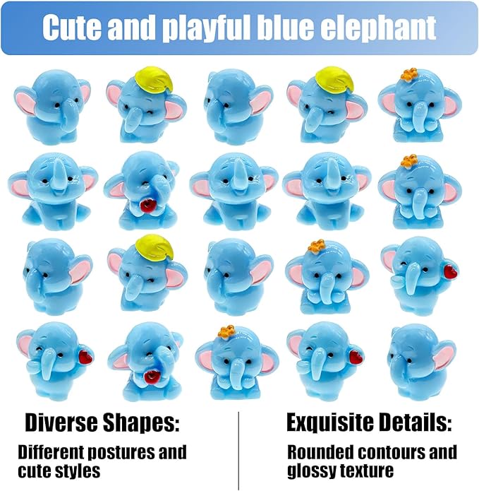 Cayway 18 PCS Miniature Elephant, Mini Elephant Decor Fairy Garden Animals for Plant Pots Bonsai Craft, Micro Landscaping Decoration