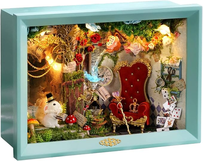 CUTEROOM Dream Moment Miniature House Kit for Adults, DIY Dollhouse Model with LED Lights, Creative Crafts Relaxing Gift for Christmas Birthday