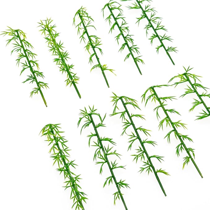 Woohome Model Miniature Bamboo Trees, Green Plastic Bamboo Trees for Building Model, Home Miniature Landscape Landform Diorama Project, 50 PCS, 3.94’’
