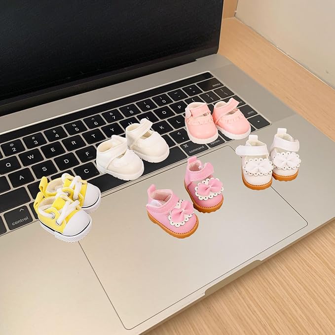 Doll Shoes for Lu bubu 17cm Dolls(No Doll) Accessories, Mini Shoes for Dolls, Cute Canvas Shoes Suitable for 17cm Doll, Dress Up Doll Shoes Replacement Yellow