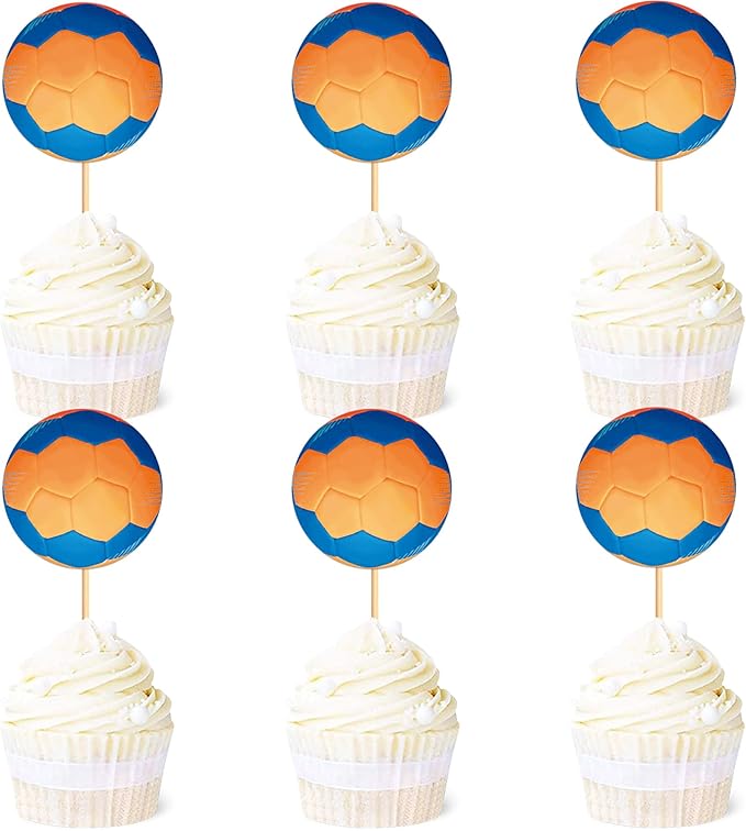 Ercadio 24 Pack Double Sided Handball Cupcake Toppers Sports Handball Cupcake Picks Handball Birthday Cake Decorations Baby Shower Handball Sports Players Theme Birthday Party Cake Decorations