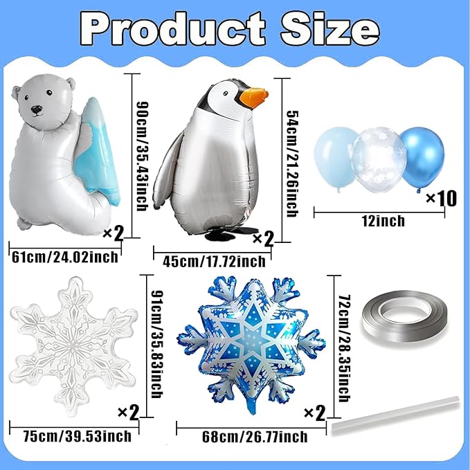 38 Polar Balloons Winter Balloons Polars Bear Balloon Penguin Winter Birthday Decorations Animal Theme for Winters Baby Shower Decoration Polar Bear Christmas Decorations Supplies
