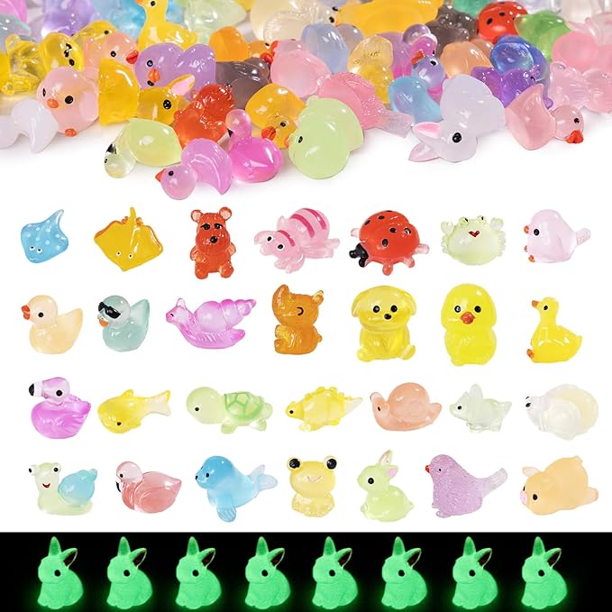120pcs Tiny Resin Animals Figures to Hide Mini Resin Animals Bulk for Miniature Fairy Garden Accessories Micro Landscape Aquarium Potted Decoration
