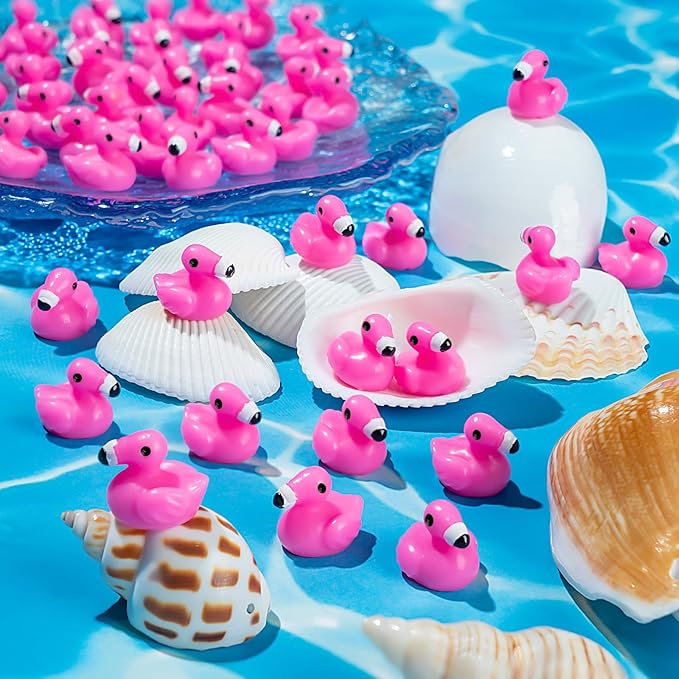 200Pcs Mini Resin Flamingo Ducks, Cute Ducks for Cake Topper Garden Dollhouse Landscape Aquarium Ornaments DIY Crafts