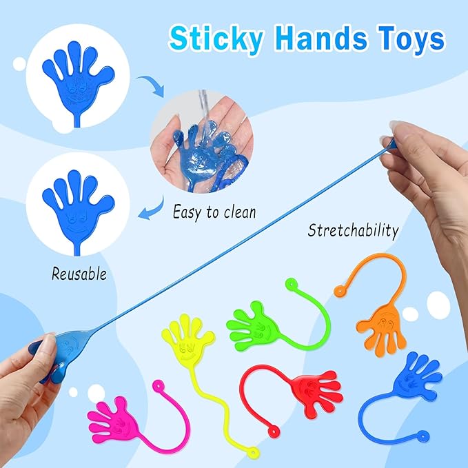 Sticky Hands Bulk 48 PCS Party Favors for Kids 4-8 8-12 Stretchy Sticky Hand Toy Valentines Day Gifts for Kids Goodie Bag Stuffers Fillers Small Classroom Prizes Student Gifts Birthday Party Supplies