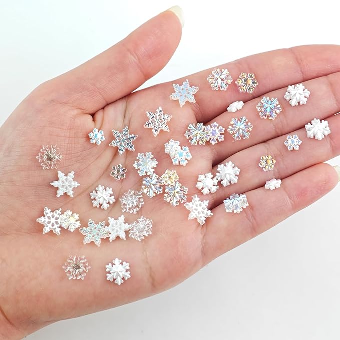 200 Pieces Tiny Snowflake Decor for Dollhouse Micro Resin Decor for DIY Crafts Mini Things for Fairy Garden Micro Landscaping Decorations