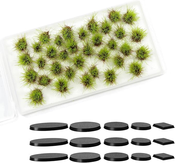 Evemodel Miniature Vegetation Bush Shrub Tufts Artificial Grass with Bases War Game Railroad Scenery (C)