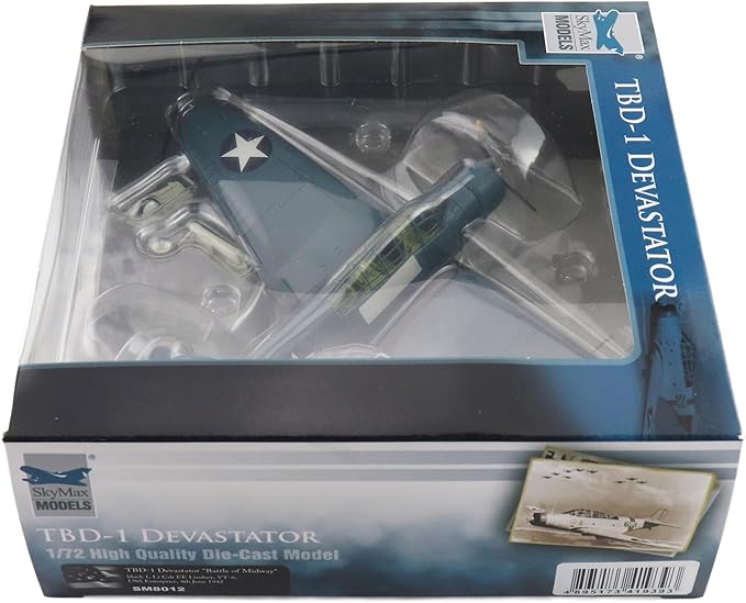 Hobby Master | 1:72 Scale Diecast Military Aircraft Replica | TBD-1 Devastator Battle of Midway Black 1, Lt Cdr EE Lindsey, VT-6, USS Enterprise, 4th June 1942 | Model SM8012