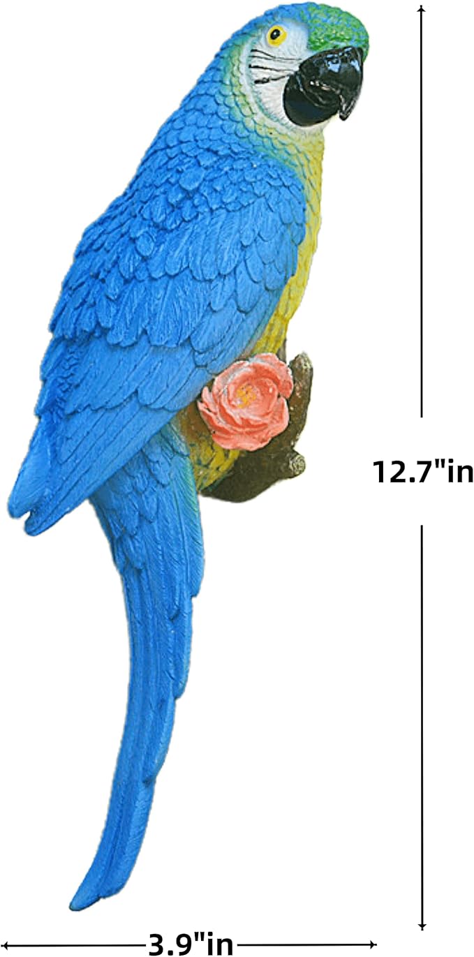 coolboy Hanging Parrot Decor,Bird Statues,Tropical Real Resin Bird Figurines,Home Ornament Decor for Tiki Bar,Perfect for Yard Ornaments,Tree Decorations Outdoor,Patio,Lawn,Tree Trunk, Porch