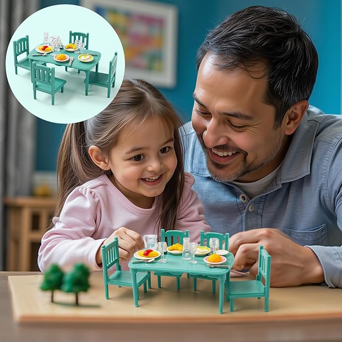 BABESIDE Reborn Baby Doll Accessories for 4-6 Inch Baby Dolls Dollhouse Miniature Table and Chair Dollhouse Plates Cutlery Silicone Micro Mini Dollhouse