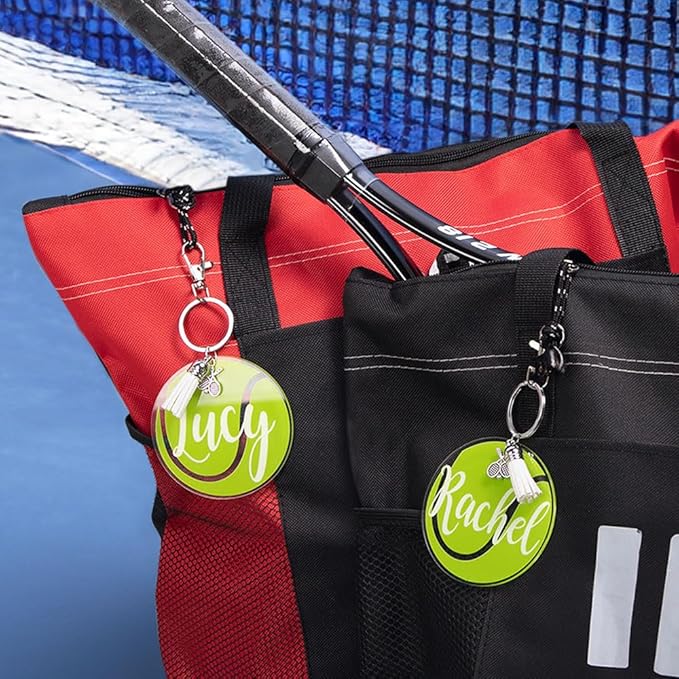 ipetlive Custom Tennis Keychain With Tassel Acrylic 2 pcs Tennis Ball Keychain Tennis Gifts For Men Women