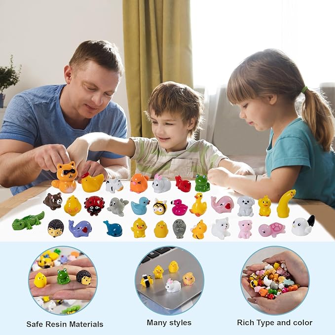 60pcs Mini Resin Animal Figurines: 60 Styles Tiny Animal Figures for Micro Fairy Garden, Landscape Accessories, Dollhouse, Hide Crafts, Decor, Aquarium